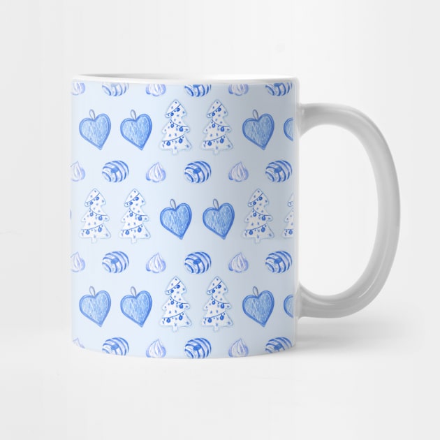 Christmas trees, hearts and candies in blue by Flowersforbear